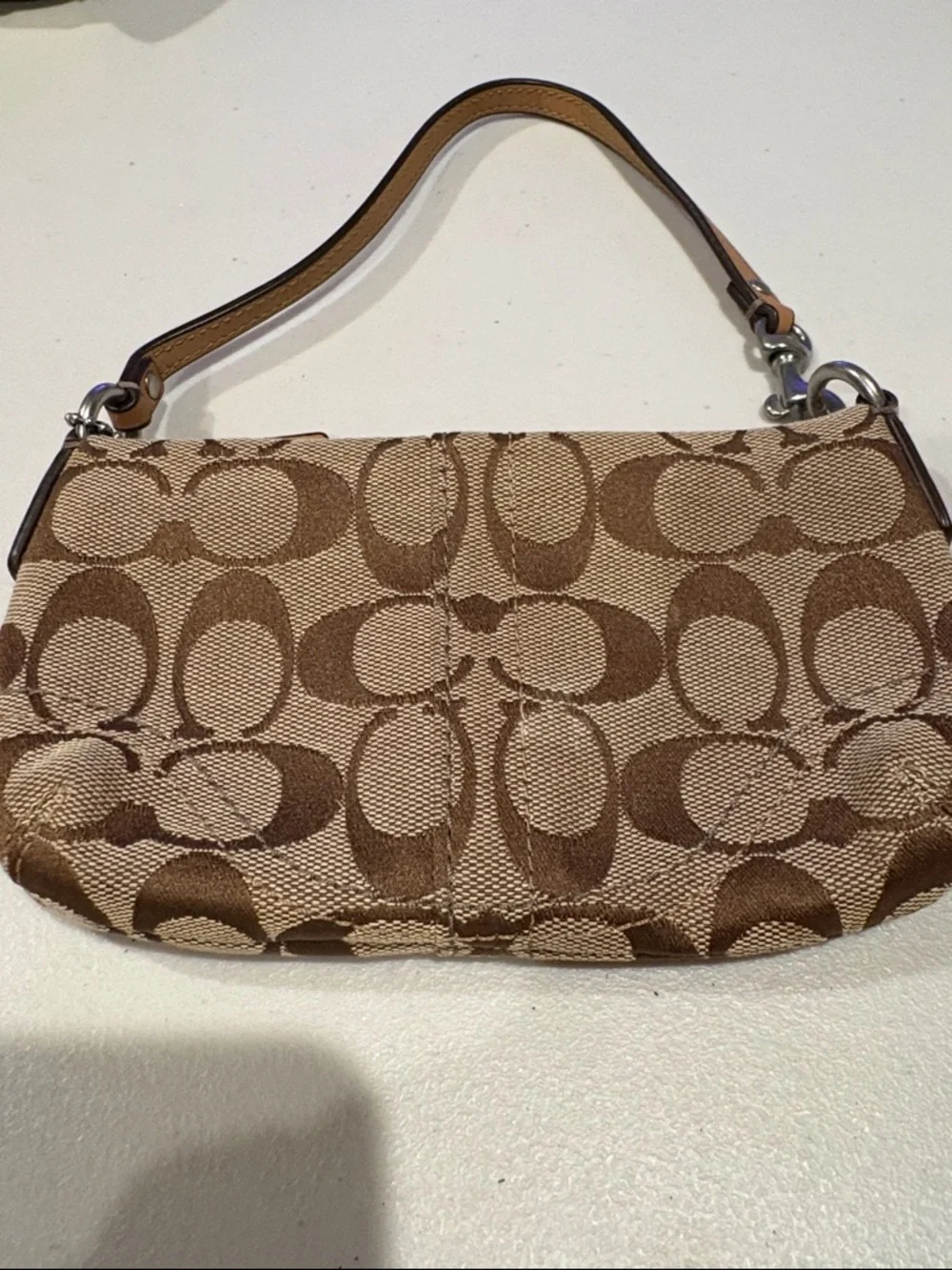 Coach - Vintage Signature Demi Pouch, Wristlet, purse. Brown.  Monogram Canvas